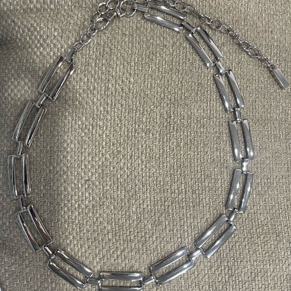 Silver Rectangular Link Necklace - Women Jewelry - Picture 1 of 5